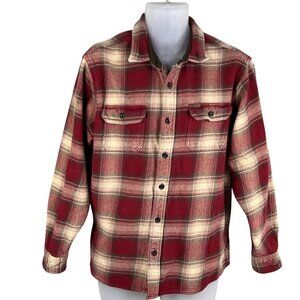 Orvis Mens XL Flannel Heavyweight Plaid Button Up Shacket 4 Pockets Lumberjack